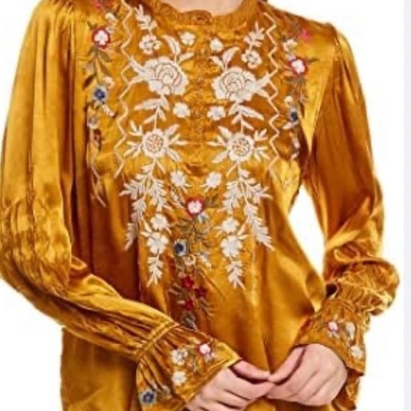 Johnny Was Heavily Embroidered Roma Victorian Prairie Blouse In Topaz NWT - Picture 3 of 9